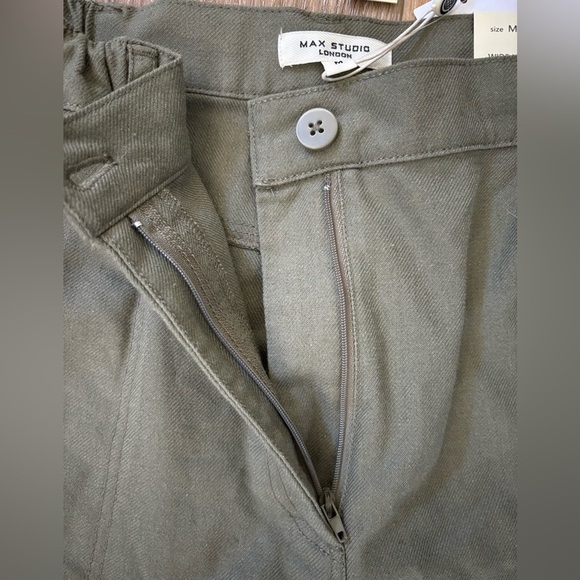 Max Studio Wide Leg Pants Mid Rise Full Length Size Medium Olive‎ Green - Picture 8 of 12